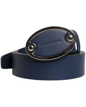 Dolce & Gabbana Logo-Buckle Leather Belt - Blue