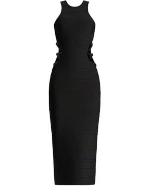 Hervé Léger Midikleid mit Cut-Outs - Schwarz