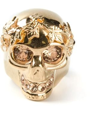 McQueen Ivy Skull Cocktail Ring - Mettallic