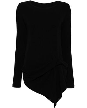 Y's Yohji Yamamoto Asymmetric Long-Sleeved T-Shirt - Black