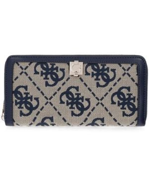 Guess Audrey Monogram-Print Wallet - Grey