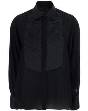 Antonelli Pleated Bib-Front Shirt - Black