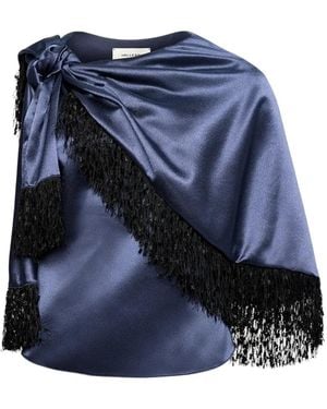 Hellessy Karina Fringe-Trimmed Blouse - Blue