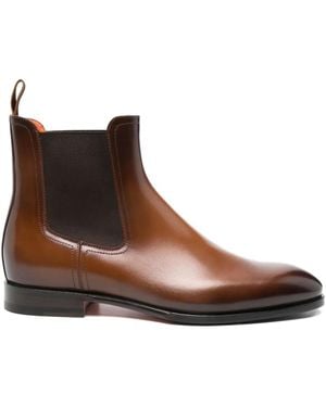 Santoni Leather Chelsea Boots - Brown