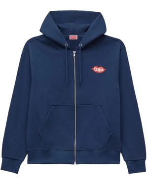 KENZO Loves Embroidered Zip-Up Hoodie - Blue