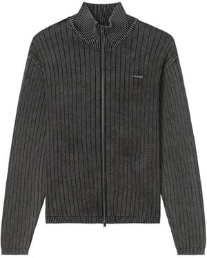 Izzue Ribbed-Knit Zip-Up Jumper - Black