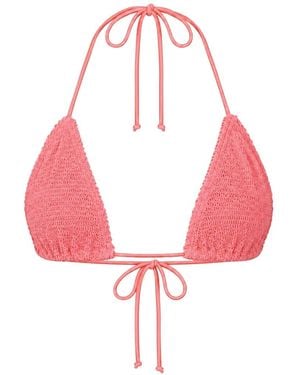 Bondeye Ingrid Crinkled Triangle Bikini Top - Pink