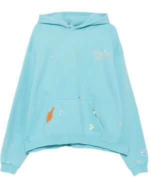 GALLERY DEPT. Paint-Splatter Logo-Print Hoodie - Blue