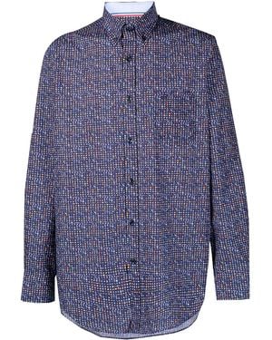 Paul & Shark Flag-Print Cotton Shirt - Blue