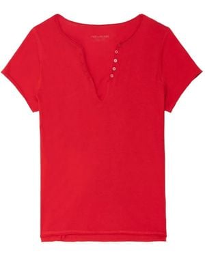 Zadig & Voltaire Button-Detail Short-Sleeve T-Shirt - Red