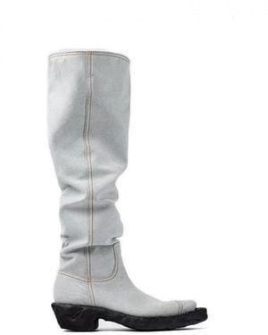 CAMPERLAB Venga Denim Knee-High Boots - White