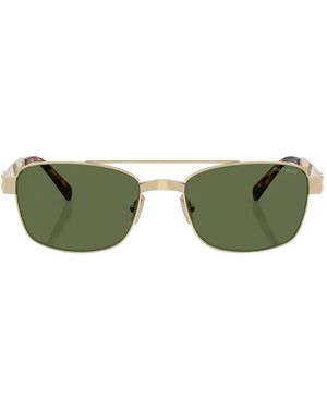 Miu Miu Logo-Plaque Rectangle-Frame Sunglasses - Green