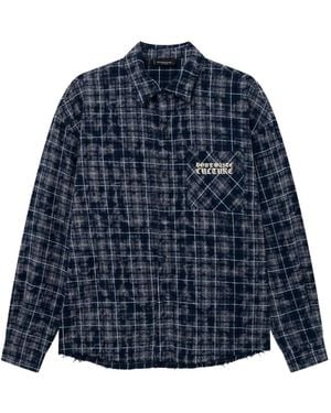 don't waste culture Levi Check-Print Shirt - Blue