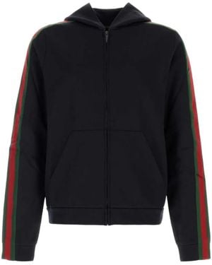 Gucci Silk Cotton Jersey Zip Jacket With Web - Blue