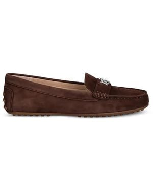 Ralph Lauren Logo-Plaque Suede Loafers - Brown