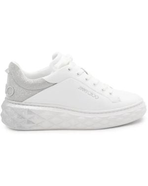 Jimmy Choo Diamond Maxi Glitter-Detail Sneakers - White