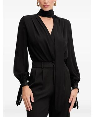 Elisabetta Franchi Tie-Neck Long-Sleeve Top - Black