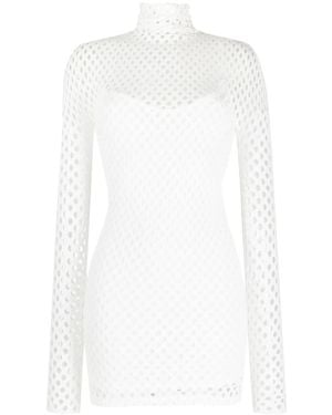 Philipp Plein Mesh-overlay Long-sleeve Minidress - White