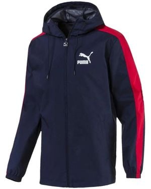 PUMA Logo-Print Hooded Jacket - Blue