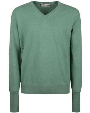Ballantyne V-Neck Cashmere Jumper - Green