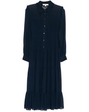 Michael Kors Smocked Shirt Dress - Blue