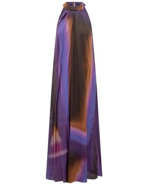 Momoní Abstract-Print Halterneck Dress - Purple