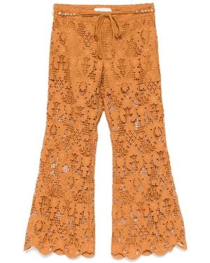 Zimmermann Pantalones acampanados Coco Lace - Naranja