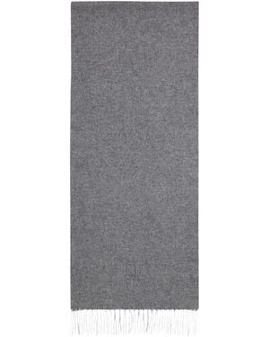 Ralph Lauren Logo-Embroidered Fringed Scarf - Gray