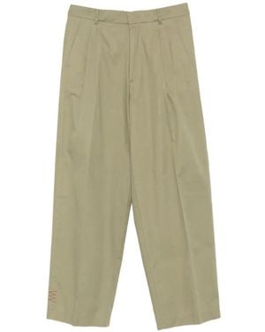 Amaranto Pleated-Front Trousers - Green
