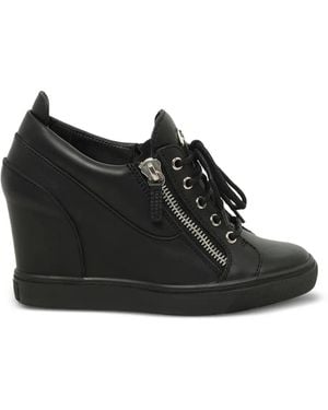 Giuseppe Zanotti Wedge-Heel Zip-Detail Sneakers - Black
