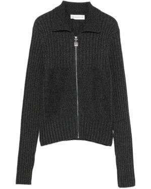 Victoria Beckham Ribbed-Knit Zip-Up Cardigan - Black