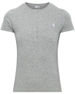MM6 by Maison Margiela Ribbed-Knit T-Shirt - Grey