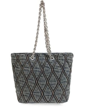 DIESEL Charm-D Diamond-Quilted Tote Bag - Gray