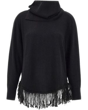 Elena Miro Fringe Roll-neck Sweater - ブルー