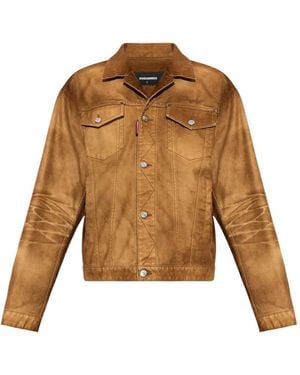 DSquared² Weathered Suede Oversized Jean Jacket - Natural