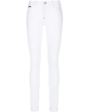 Philipp Plein Jeans Skinny A Vita Alta - Bianco