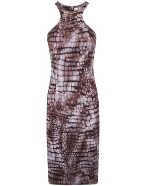 Elisabetta Franchi Abito Midi Con Stampa - Viola