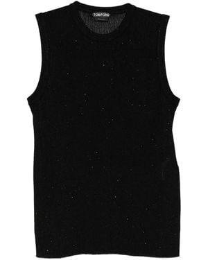 Tom Ford Sequin-Embellished Ribbed Tank Top - Black