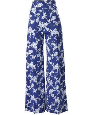 Carolina Herrera フローラル ワイドパンツ - ブルー