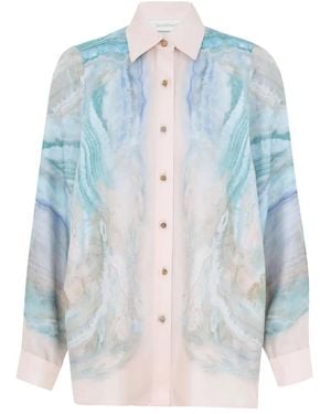 Zimmermann Illuminate Blouse Met Abstracte Print - Blauw