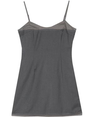 Remain Spaghetti-Strap Contrast-Stitching Minidress - Gray