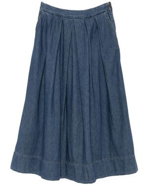 MAISON 123 Oxane Pleated Denim Maxi Skirt - Blue