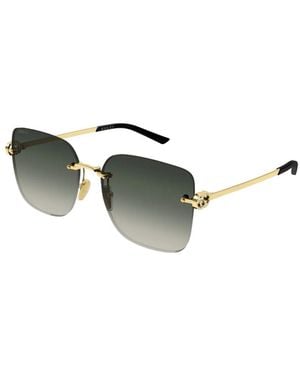 Gucci Logo-Detail Crystal-Embellished Sunglasses - Metallic
