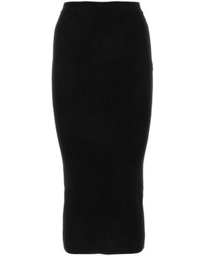 McQueen リブニット ペンシルスカート - ブラック