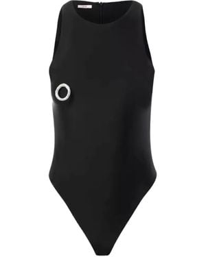 Nue Top Con Detalle De Cristales - Negro