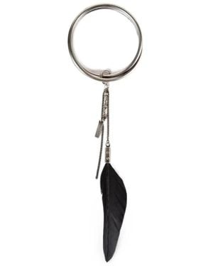 Ann Demeulemeester Vete Feather-Pendant Chain-Link Bracelet - White