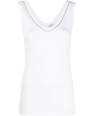 Brunello Cucinelli Crystal-Detail Vest Top - White