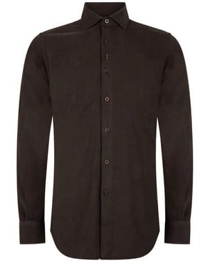 Moorer Vernale-Dvn Button-Down Long-Sleeve Shirt - Black