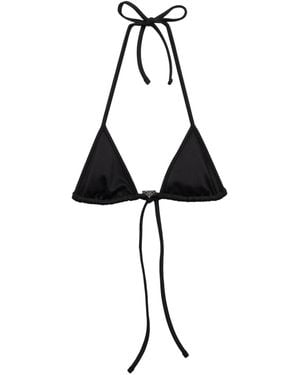 Prada Interlock Fabric Triangle Bikini Top - Black