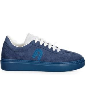 Furla Hype Logo-Embroidered Suede Sneakers - Blue